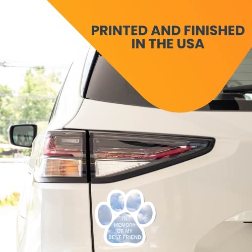 Image of in Memory of My Best Friend Pawprint Car Magnet 5 Inch, Dog Lover Gift | Heavy duty magnetic decal for car, truck, SUV or fridge, full color UV printed