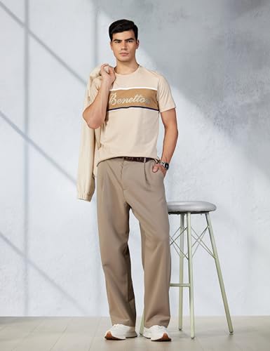 Image of United Colors of Benetton Men's Cotton Solid Regular Fit T-Shirt