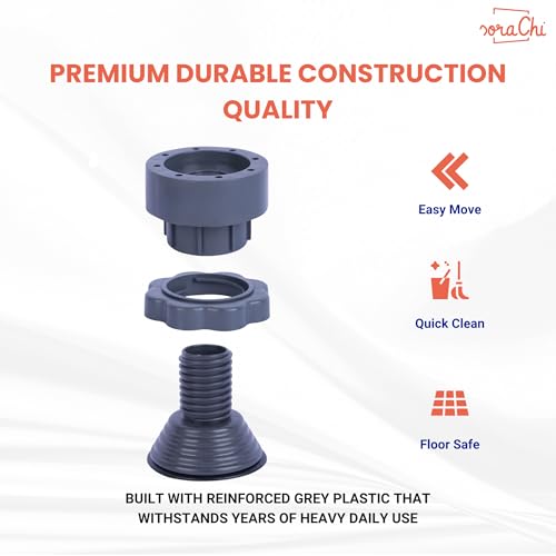 Image of SoraChi Washing Machine Stand Set of 4 Anti Vibration Pads | Elevated Plastic Feet Reduce Noise & Vibrations | Protects Against Water Damage Rust | for Front Load Top Load Semi Automatic (6.5x12.5cm)