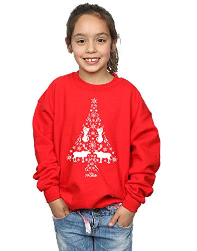 Disney Girls Frozen Christmas Tree Sweatshirt 7-8 Years Red