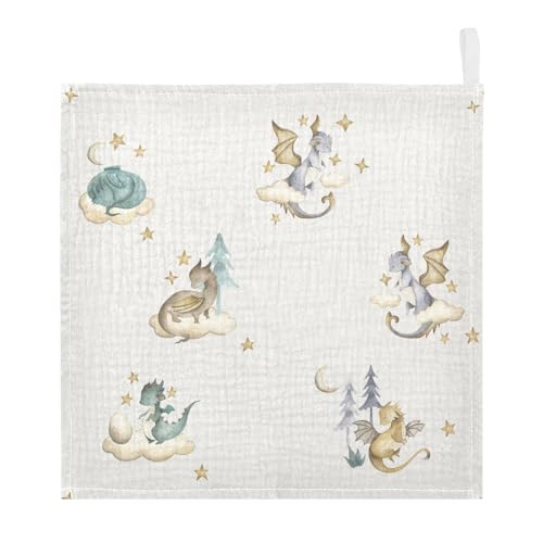 vvfelixl Dragon Baby Baby Burp Cloths Baby Muslin Washcloths for Boys Girls Cotton Baby Face Towel for Newborn Infants Soft and Absorbent 11.8 X 11.8 in, 5 Pack