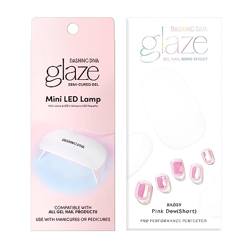 Dashing Diva Glaze Nail Strips - Pink Dew & Mini LED Lamp Bundle