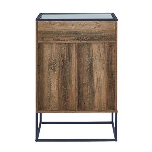 Walker Edison Mid Century Modern Wood And Glass Bar Cabinet Entryway Serving Storage Cabinet Doors Dining Room Console, 24 Inch, Rustic Oak #TOP5