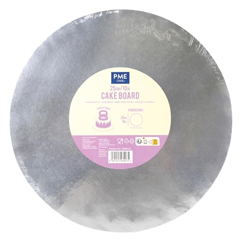PME Cake Board redondo para bolo com bordas lisas, prata (10' / 25 cm)