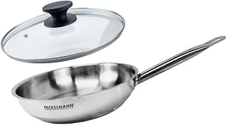 Fackelmann Pfannenset aus Edelstahl, 24 cm, mit Glasdeckel