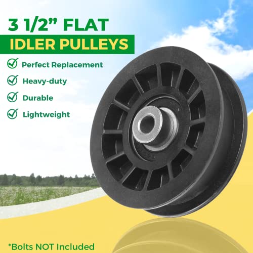 (2-Pack) Exact Replacement 3 1/2” Flat Idler Pulley (Black) - Oem Part Number 194327 & 532-194327 - Compatible With Ariens Craftsman Husqvarna And Poulan #TOP1