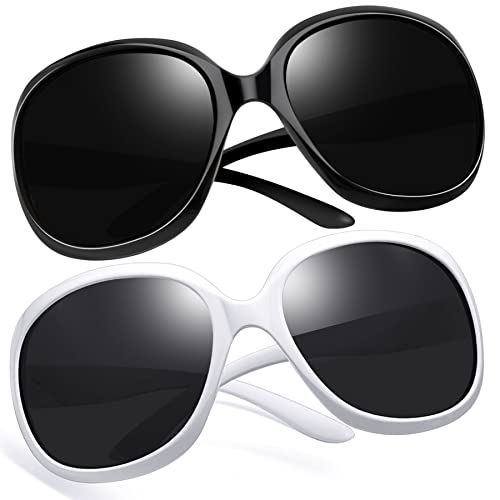 Joopin Oversized Sunglasses, Trendy Designer Big Shades for Woman, Large Ladies Polarized UV Sun Glasses Sunnies Sensitive Eyes (Black+White) by Joopin - Used condition - US$10.58