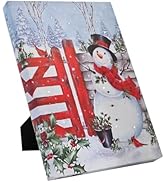 DEMAGNNIE LED Lighted Christmas Pictures 6"x8" Snowman Cardinals Print w/Timer, Twinkling Light L...