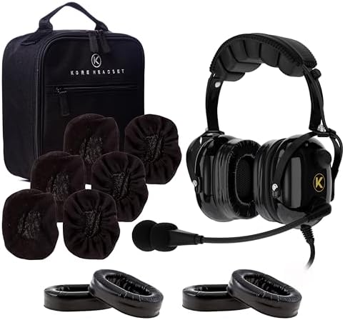 KA-1 General Aviation Headset with Bag, 2-Pack Silicone Gel Ear Seal Replacement for Aviation, and 100% Cotton Ear Cloth Cover Pack of 3 Pairs