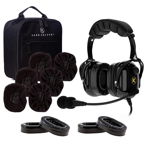 KA-1 General Aviation Headset with Bag, 2-Pack Silicone Gel Ear Seal Replacement for Aviation, and 100% Cotton Ear Cloth Cover Pack of 3 Pairs