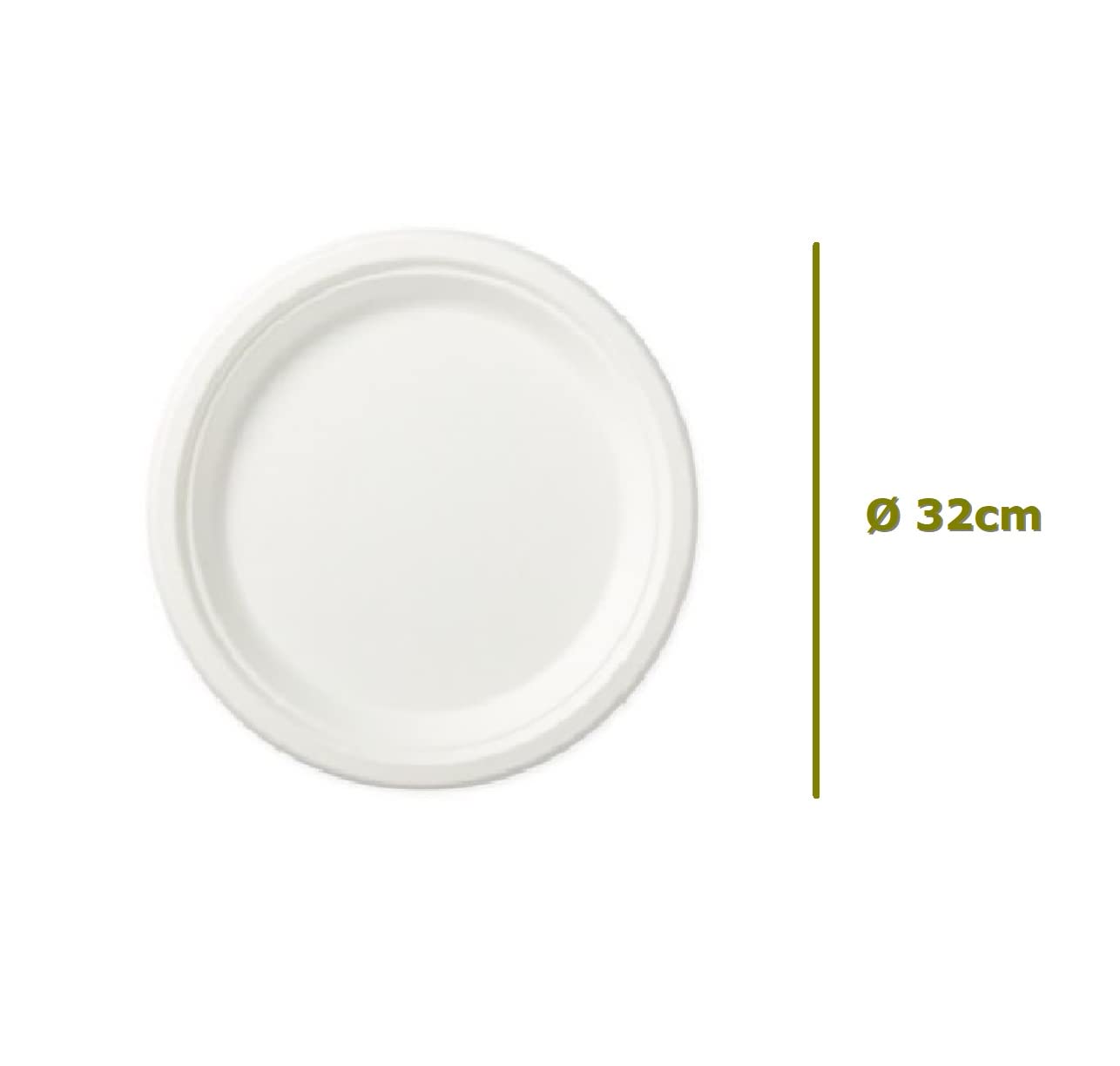 Set da Tavola ecologici in bagassa USA e Getta - Piatti Rotondi in polpa di cellulosa di Colore Bianco - Piatti da Tavola monouso Resistenti Ideali per la Pizza (200, Ø32)