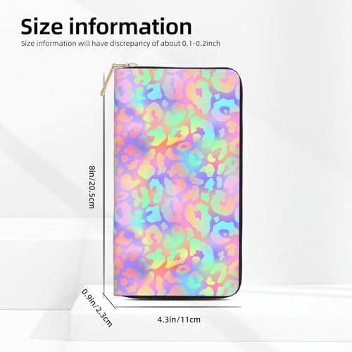 Wallet Women - Trendy Leopard Rainbow Bright Print Leather Wallet Large Capacity Bifold Long Ladies Wallets With Zipper2
