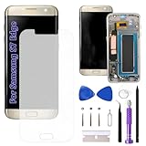 5.5' Original AMOLED Galaxy S7 Edge Screen Replacement for Samsung Galaxy S7Edge SM-G935U SM-G935F Display Touch Screen Digitizer Assembly (Gold Frame+Protective Film+Tools)