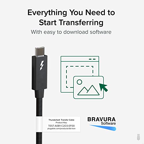 Plugable Windows Transfer Cable 6.6ft (2m), Thunderbolt 10Gbps, Bundled with Bravura Software for Windows PC to PC Migration - Image 4