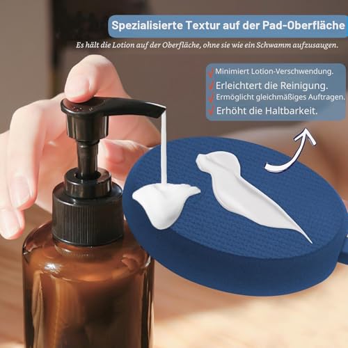 Eincremehilfe Lotion-Applikator für Rücken, Füße und Beine, langer Kunststoffgriff, Feuchtigkeitscreme, Sonnenschutz und Salbenapplikator für ältere Männer und Frauen mit 3 waschbaren Pads (Blau)