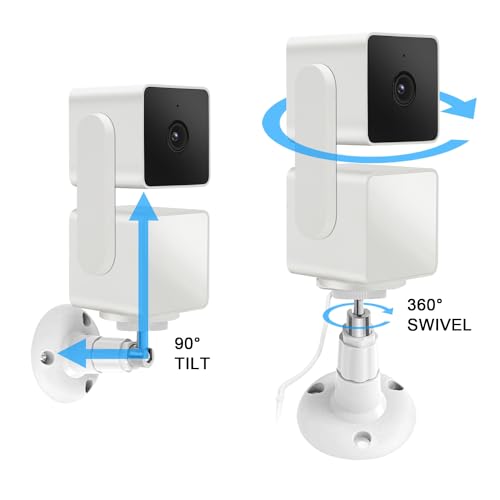 Wall Mount for Wyze Cam Pan V3 with 26FT Charging Cable, Wyze Mounting Kit Including 90 Degree Extension Charging Cable, 360 Degree Adjustable Indoor/Outdoor Ceiling Mount and 20 Wire Clips (White)