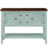 Peciafy Console Table Buffet Sideboard Sofa Table with Bottom Shelf, 6 Drawers for Living Room, Easy