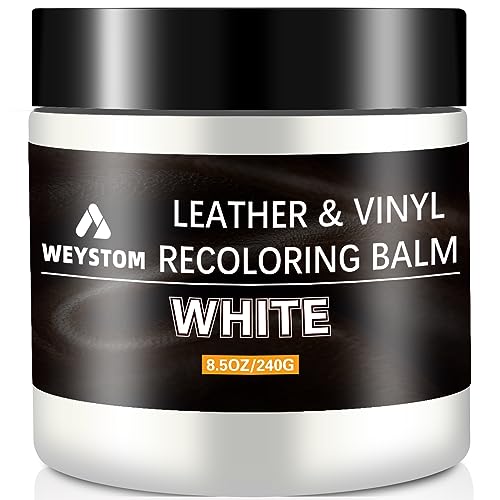 WEYSTOM Leather Recoloring Balm - White Leather Repair Kit for Furniture, Leather Dye, Recolor, Renew, Repair & Restore Aged, Faded, Cracked, Peeling and Scuffed Leather
