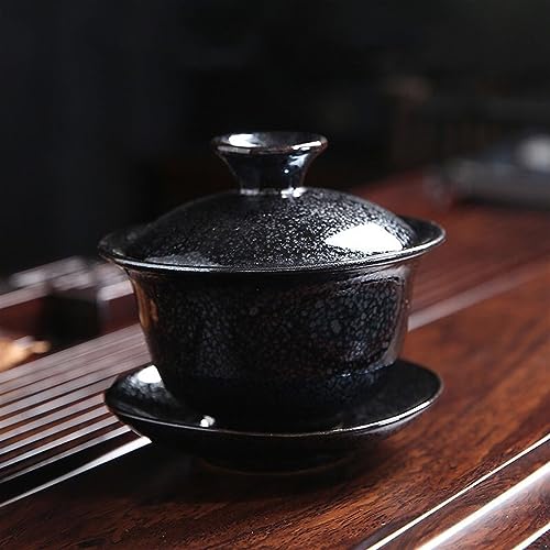 �Z���~�b�N Gaiwan ����J���t�[�e�B�[�Z�b�g�J�b�v�q�ύX�|���e�������g�D���[���e�B�[�{�E�� Sancai Gaiwan �e�B�[�J�b�v�z�[����^�e�B�[���[�J�[ �}�{�Z�b�g(Timu black)