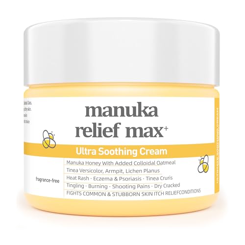 Eczema Psoriasis Manuka Relief Honey Cream, Armpit Heat Rash, Athletes Foot, Hand, Itchy Feet, Anal Itching, Tinea Versicolor, jock, Itch Skin, lichen planus, Kids Adults, Natural Organic Soothing
