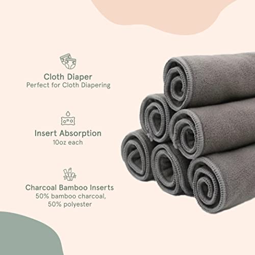 La Petite Ourse Charcoal Bamboo Cloth Diapers Inserts, 4-Layers High Absorbing Microfiber, Reusable Liners For Cloth Diapers, Cpsia Certified - Pack Of 12 #TOP4