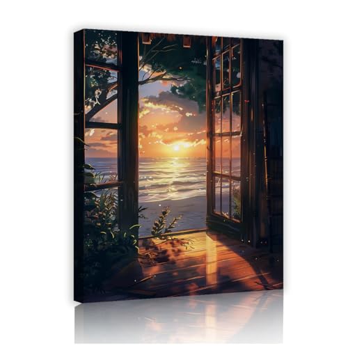 Toile de bureau océanique YUNART pour créer une ambiance plage et nature dans le salon