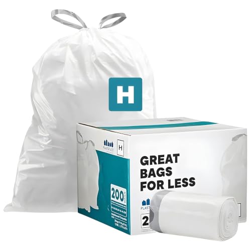 Image of Plasticplace White Drawstring Lavender and Soft Vanilla Scented Garbage Can Liners, Compatible with Code H (200 Count), 8-9 Gallon / 30-35 Liter, 18.5 inch x 28