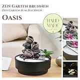 Zimmerbrunnen für den Garten, Zen, Wasserfall, Glas, buntes LED-Licht, Dekoration für entspannte Atmosphäre, Garten, Zen weißer Sand, Tischbrunnen, geschlossener Kreislauf, H21 cm – Oasis Zen'Light