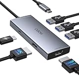 【Max 100W Charging Power Input】Dual monitor adapter for laptop features a powerful USB 100W PD 3.0 charging port, allowing you to charge your device quickly. While provides overload, overvoltage, overcurrent, overcharge, temperature protection for your device. Under safe conditions, provide stable power to other accessories more efficiently.