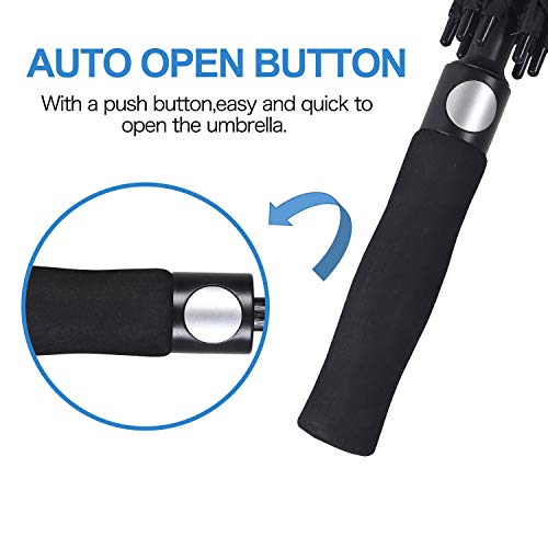 Doubwell Golf Umbrella Large Size 68 Inches Air Vent Double Canopy Windproof Automatic Straight Rain Umbrellas (Orange/Black) #TOP5