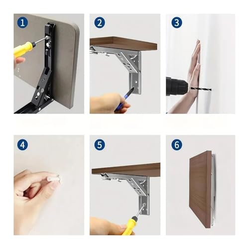 Support d'étagère pliable mural console métal 8 pouces compatible STONEGO - 7
