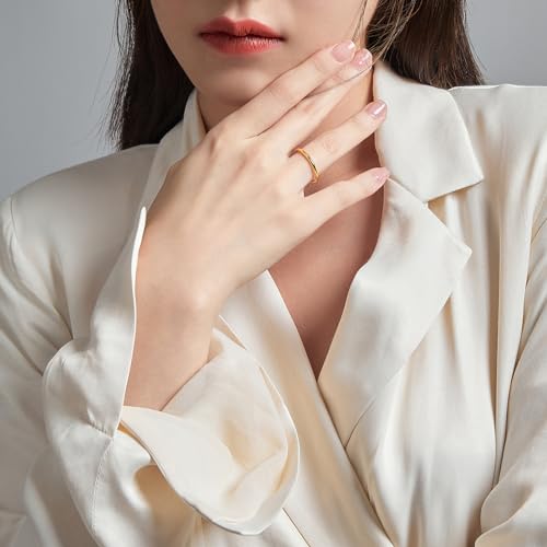 24K Solid Gold Rings for Women Yellow Gold Stackable Band Gold Jewelry Couple Engagement Promise Finger Rings Men Mother Anniversary4