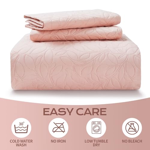 JYHOPE Baby Pink King Quilt Set 102x90 Oversized Lightweight Microfabric Bedspread, 3-Piece Quilt Bedding with Pillow Shams, Cooling Summer Quilts, Gift Wrapped by JYHOPE - Used condition - Image 6