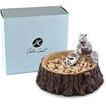 Arthur Court Designs Aluminum Standing Squirrel on Log Nut/Candy/Snack Bowl Dish 7 inch Diameter