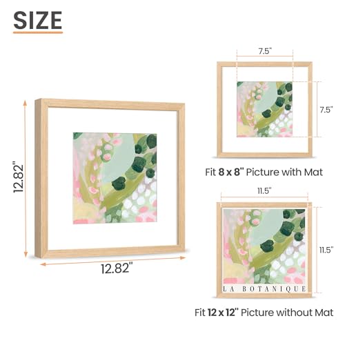 Image of upsimples 12x12 Picture Frame Solid Wooden, Nursery Decor, 1Pack Natural | 100% Solid Wood, Fit 8x8 with Mat and 12 x 12 Square Photo, Wall Decor or Tabletop Display, Safe For Nursery Kids Room
