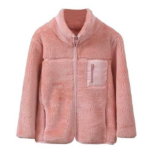 Girls Fleece Jacket Full Zip Sherpa Fleece Coat Winter Warm Outwear Snow Coat Windproof Puffer Jackets With Pockets