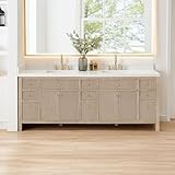 Altair Design Cerrito 84' Wood Vanity in Nature Oak Engineered Stone Top no Mirror