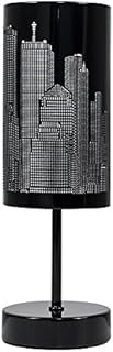 MiniSun Modern Gloss Black Touch Table Lamp with New York Skyline Shade