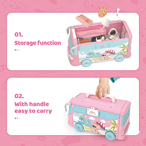 Doll House Toys For Girls - Pretend Play Dollhouse Playset With Furniture Accessories And Koala Doll, Foldable Bus Toy Mini Doll House Kit, Birthday Xmas Gift For Kids Girls Toddlers Ages 3+ #TOP4