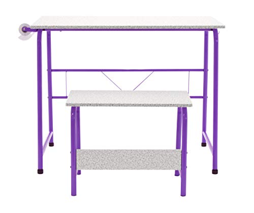 Sd Studio Designs Project Center, 55127 Craft Table Play Desk With Bench, Purple/Spatter Gray, 37.75"W X 21.75"D X 28"H #TOP3