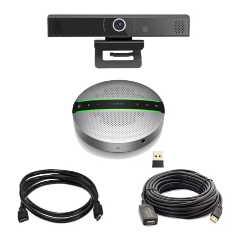 Professional HD 1080p Webcam | Premium USB Wireless Bluetooth Speakerphone Bundle | Conference Room Cable Kit | Compatible with Microsoft Teams Cover