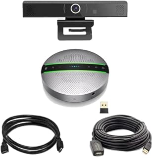 Professional HD 1080p Webcam | Premium USB Wireless Bluetooth Speakerphone Bundle | Conference Room Cable Kit | Compatible with Vidyo
