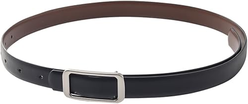 Women's Reversible Bovine Leather Belt Thin Fashion Waist Belts for Jeans Pants Dresses