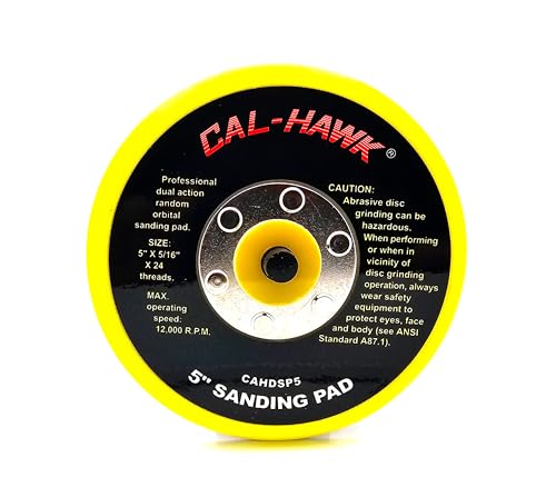 Generic 5” Sanding Pad with Vinyl PSA Backing, 5/16” Arbor with 24 Thread Mounts, 12,000 RPM, Sanding Pads are Ideal for Orbital and Dual Action Sander