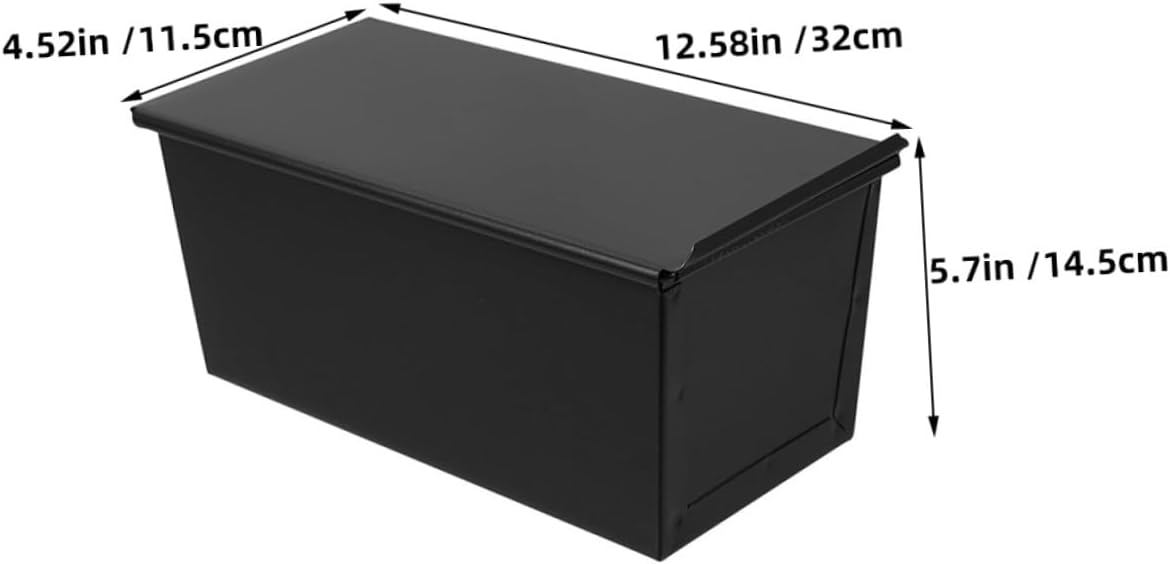 UKCOCO Covered Loaf Pan for Baking 1000g Non-stick Black Bread Toast Box with Sliding Lid Oven Bakeware for Home Kitchen