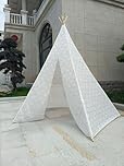 ABULU 5-Sided Lace Adorned Large Teepee Tent for Adults: 87" Tall, Indoor/Outdoor, Indian Style, Ideal for Princess Lace Parties, Weddings, Beach Outings & Picnics (White)
