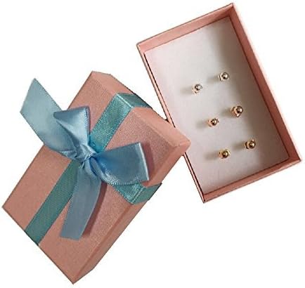 Ball Stud Earrings Set - 3 Pair 4MM HYPO-ALLERGENIC - White, Yellow, Rose Gold, Luxury Gift Set