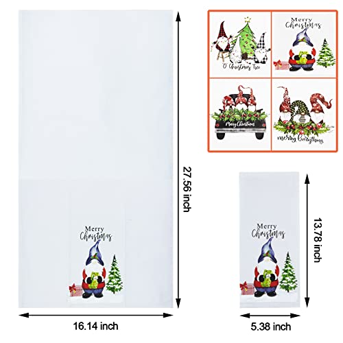 Aomazstal Christmas Kitchen Towels Decorative Set Merry Christmas Hand Towels 4Pcs Xmas Winter Holiday Dish Towels Funny Santa Claus Tea Towels White Dishcloths For Home Kitchen Supplies #TOP1