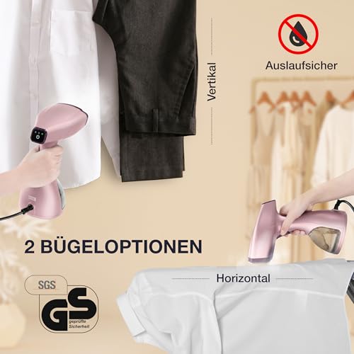 LEBENLANG Steamer Dampfglätter TESTSIEGER - 1500W & 300ml inkl. Bügelhandschuh & Aufsätze I Pro Dampfsteamer für Kleidung & Clothing I Dampfbügeleisen sream Steamers Dampfbügler Dampfgerät Steamen