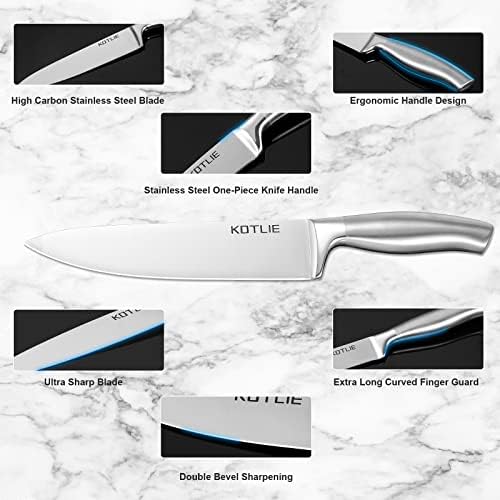 KOTLIE Knife Set, Kitchen Knives Sets High Carbon Stainless Steel Knife Block, 6 Piece Knife Block with Knives